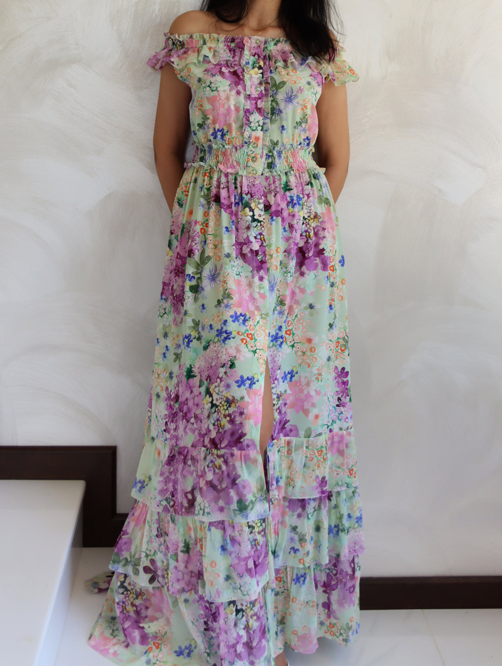 MIDI GREEN FLORAL DRESS
