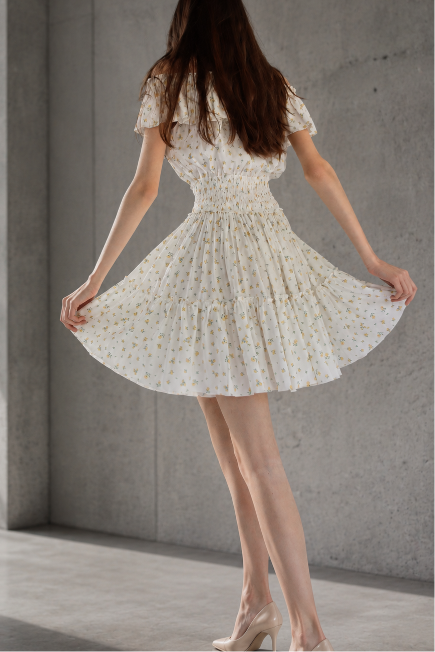 MINI WHITE FLORAL DRESS