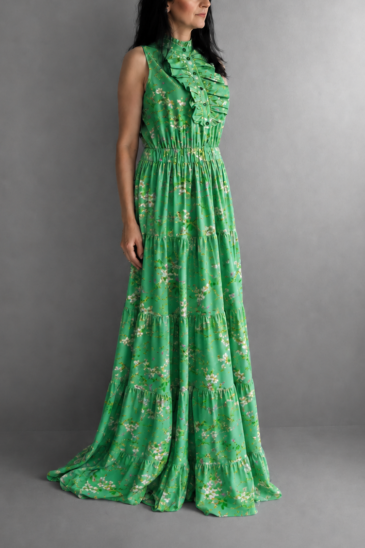 MIDI GREEN FLORAL DRESS