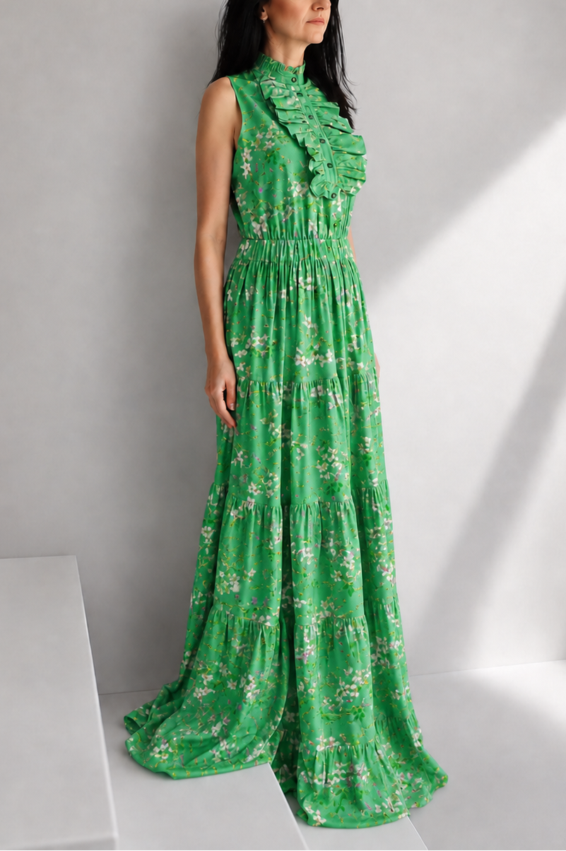 MIDI GREEN FLORAL DRESS