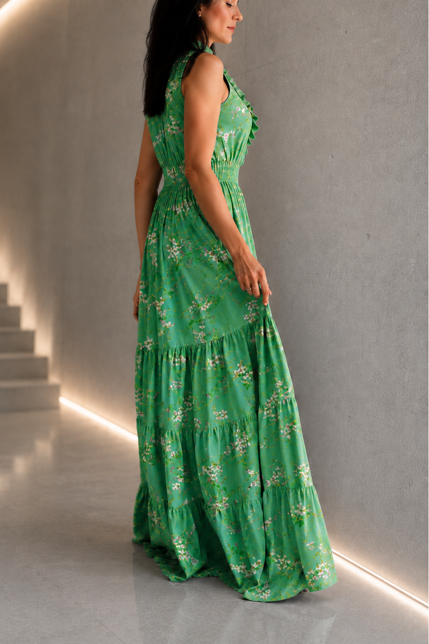 MIDI GREEN FLORAL DRESS