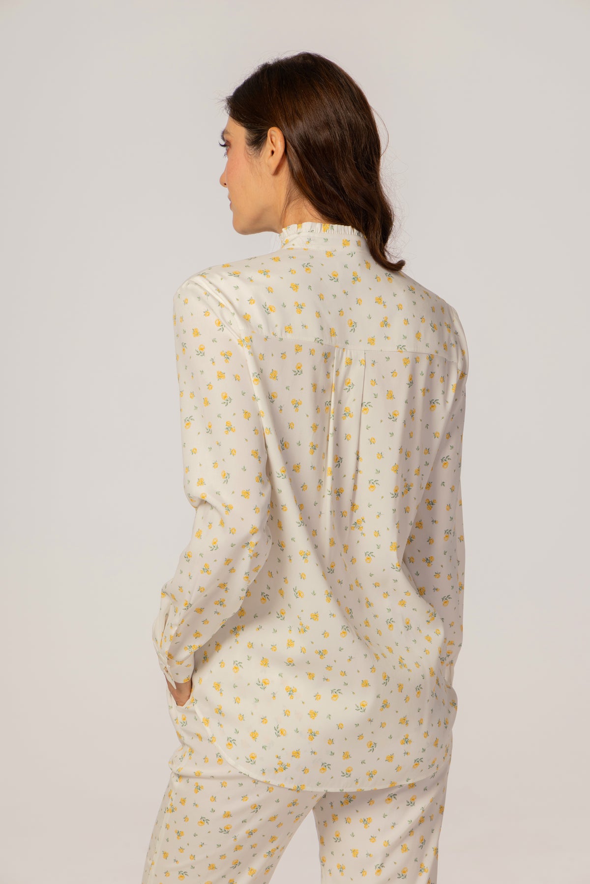 SHIRT AND PANTS WHITE FLORAL SET