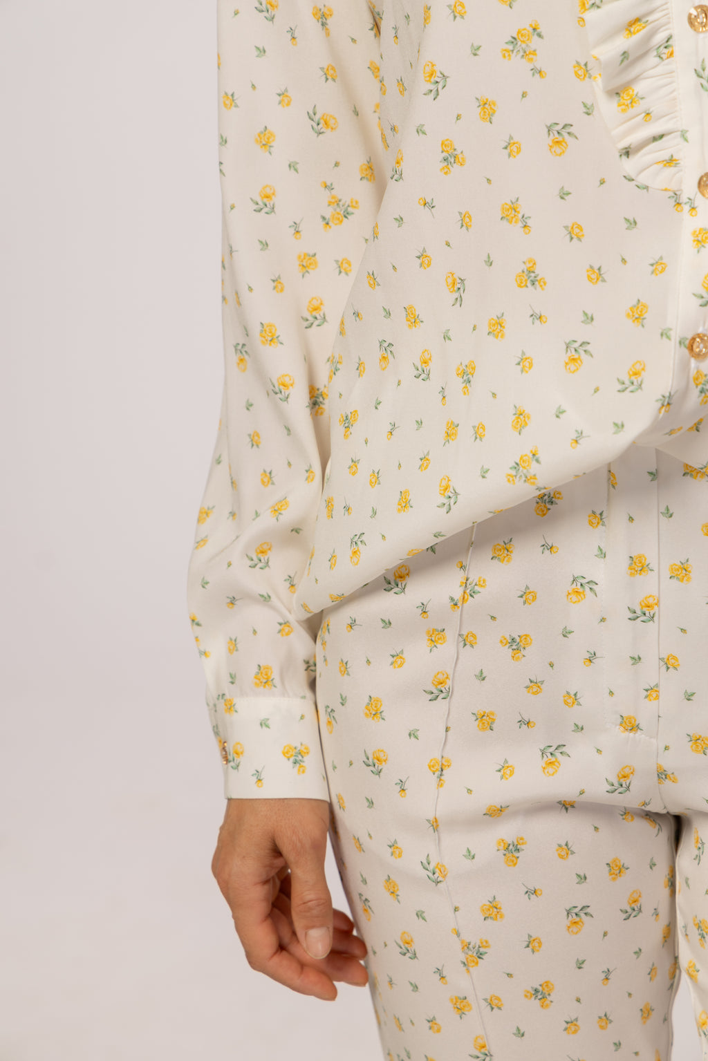 SHIRT AND PANTS WHITE FLORAL SET