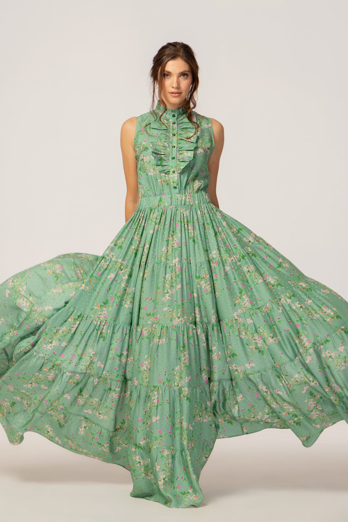 MAXI GREEN FLORAL DRESS