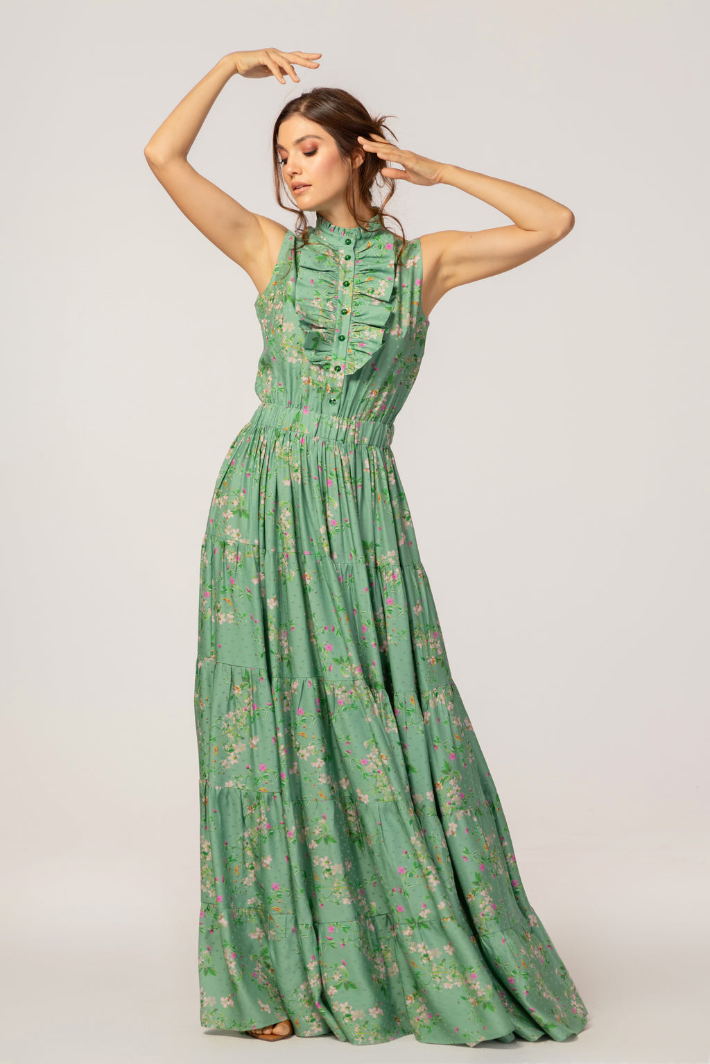 MAXI GREEN FLORAL DRESS