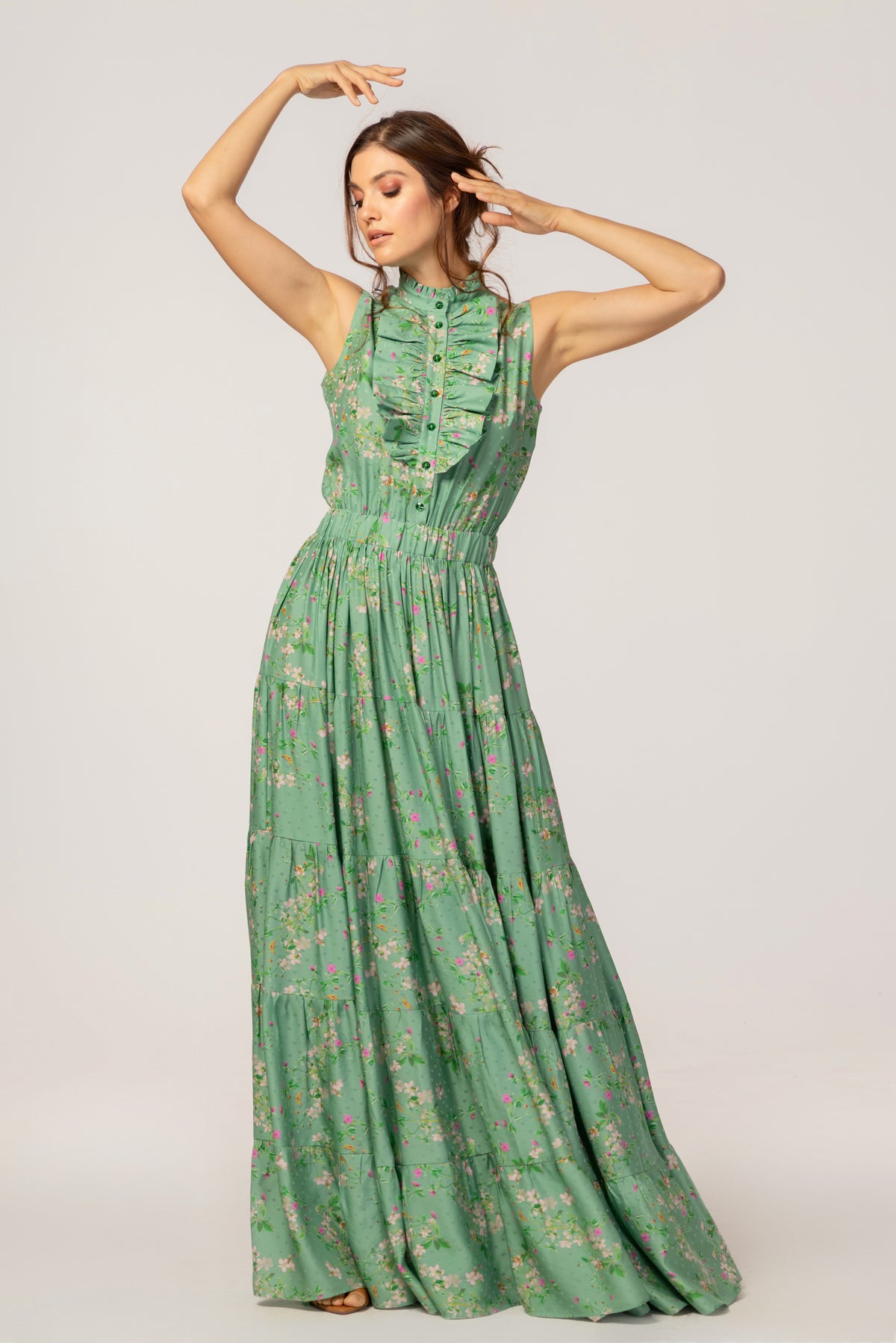 MAXI GREEN FLORAL DRESS